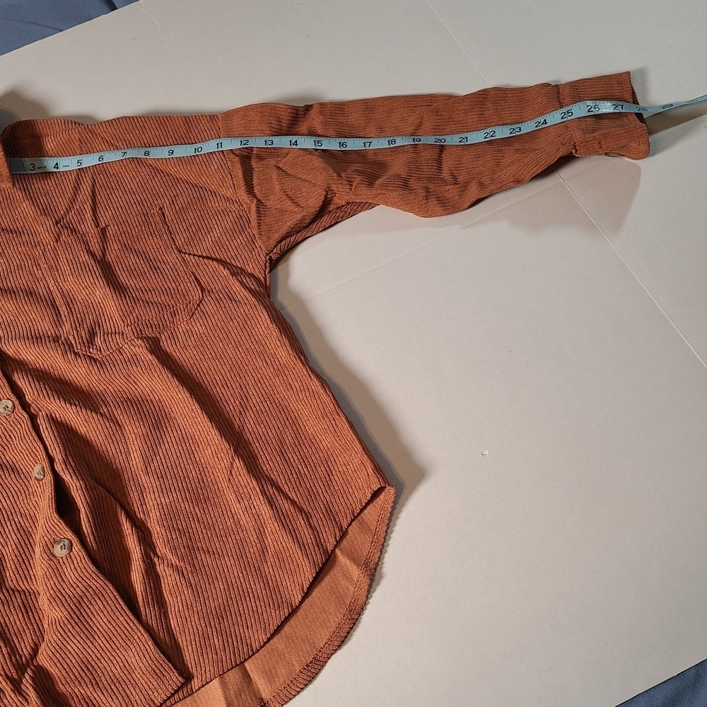 Womens Brown/Rust Button-Up Ribbed Corduroy Top Medium NWOT - Picture 10 of 11